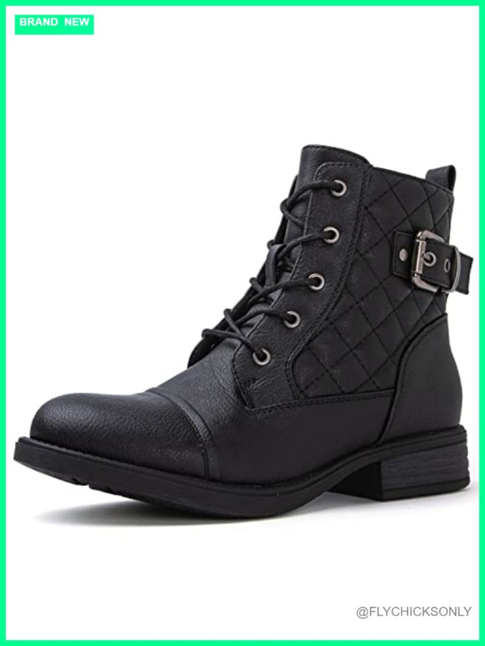 Vegan Leather Combat Boots Zip Closure Cushioned Insole Ankle Booties